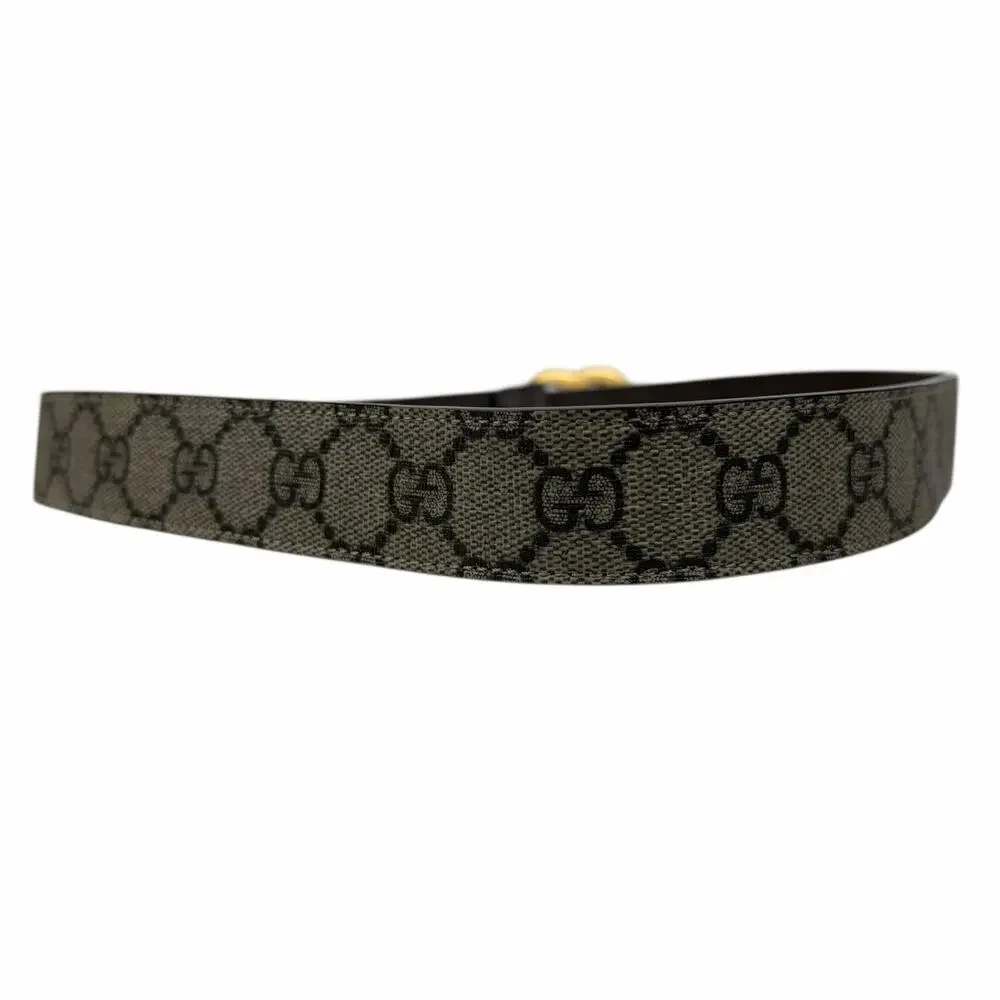 Gucci Canvas Monogram GG Buckle Supreme Leather Belt Brown Size 85cm/34
